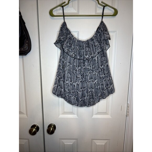 Vintage Dots Large Snakeskin Print Ruffle Tube Peplum Top Festival Y2K Sexy Cute - Picture 5 of 6